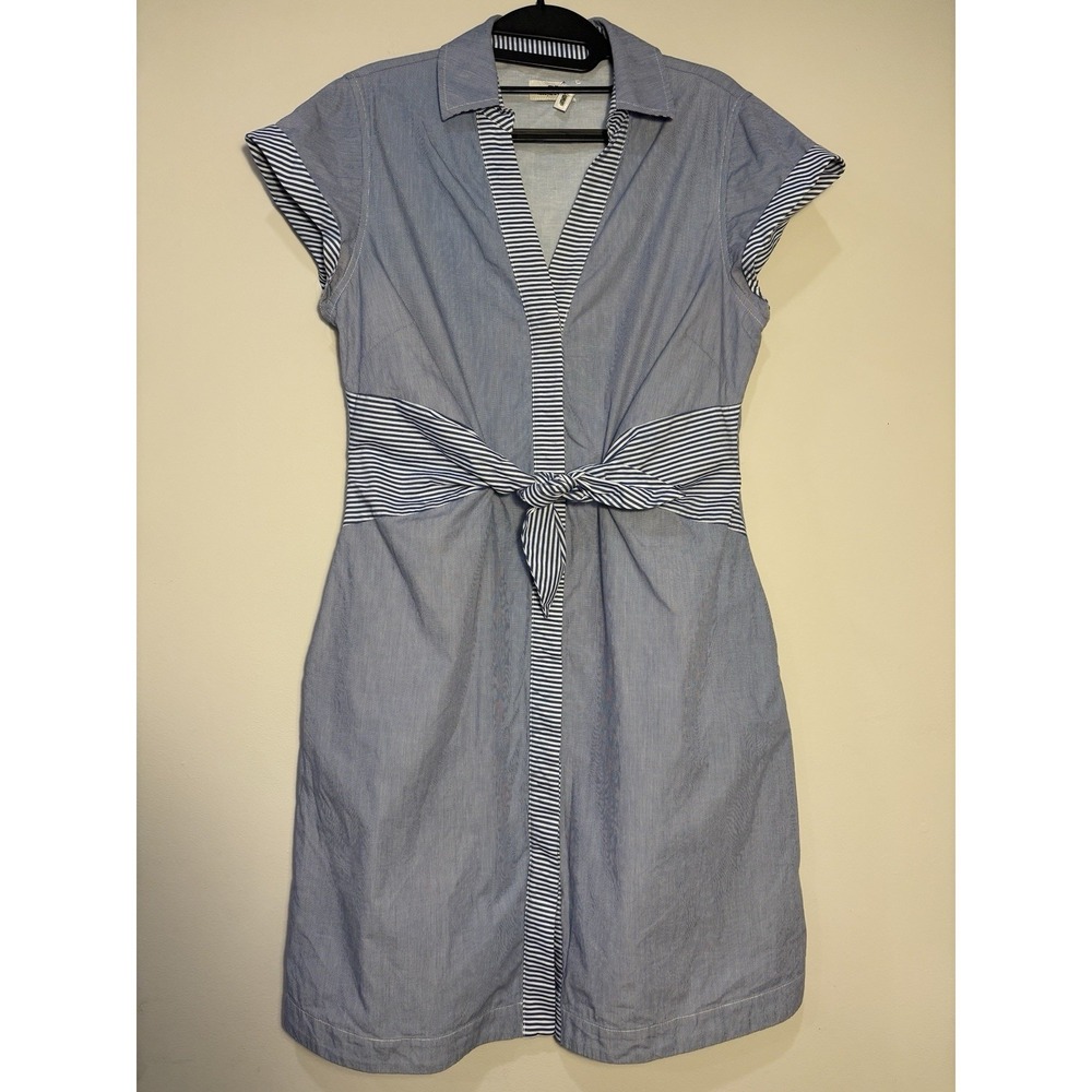 Vineyard Vines Women's Sz 6 Shirt Dress Blue Stripe 100 Cotton